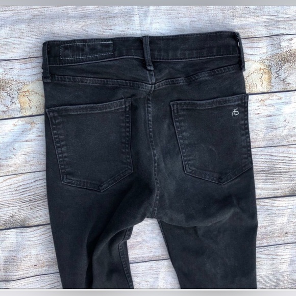 Rag & Bone Isabel Skinny High Rise Black Moto Jean with Ankle Zipper Hardware - Picture 10 of 16